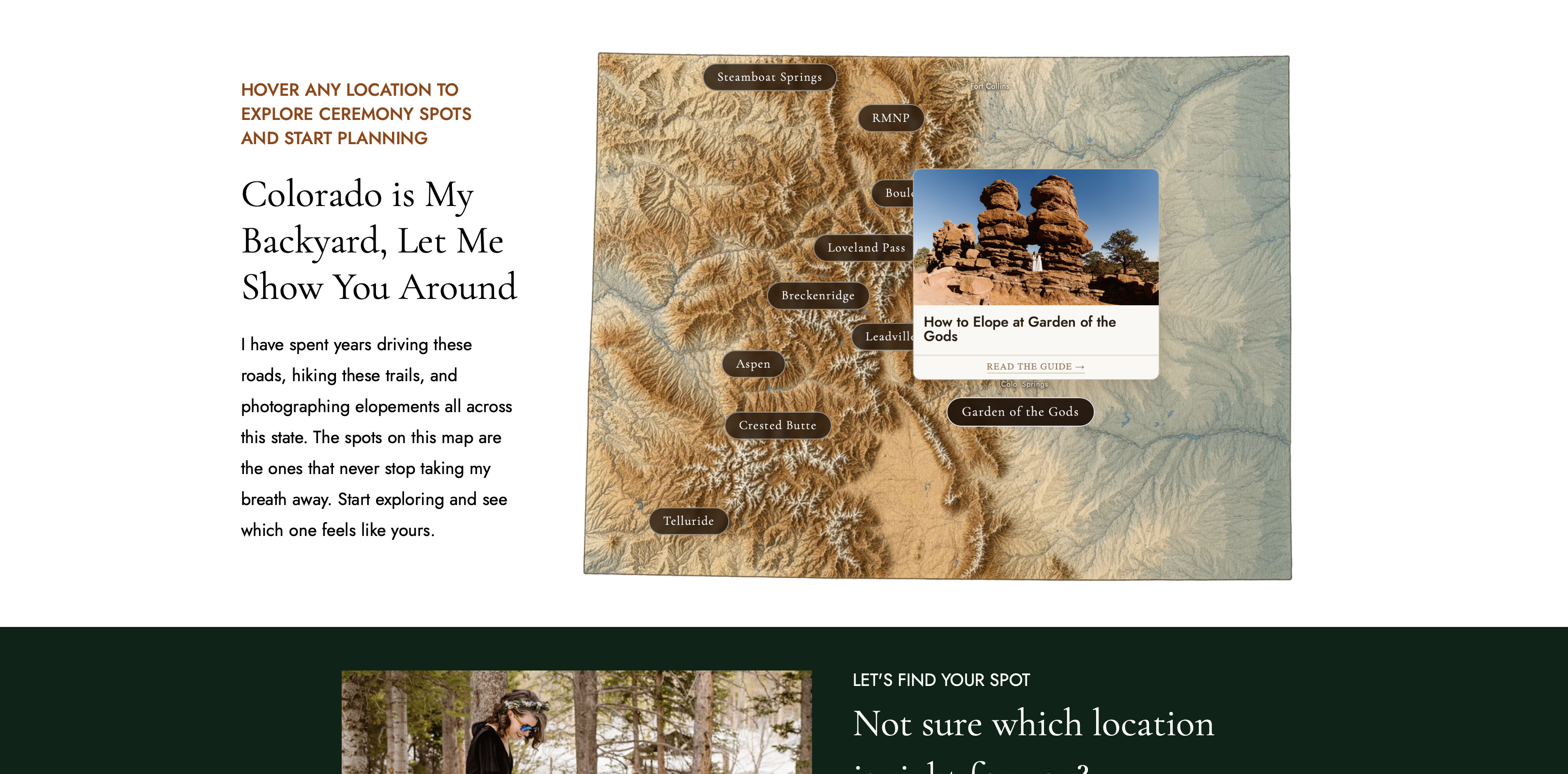 Alpine Vows interactive Colorado elopement location map