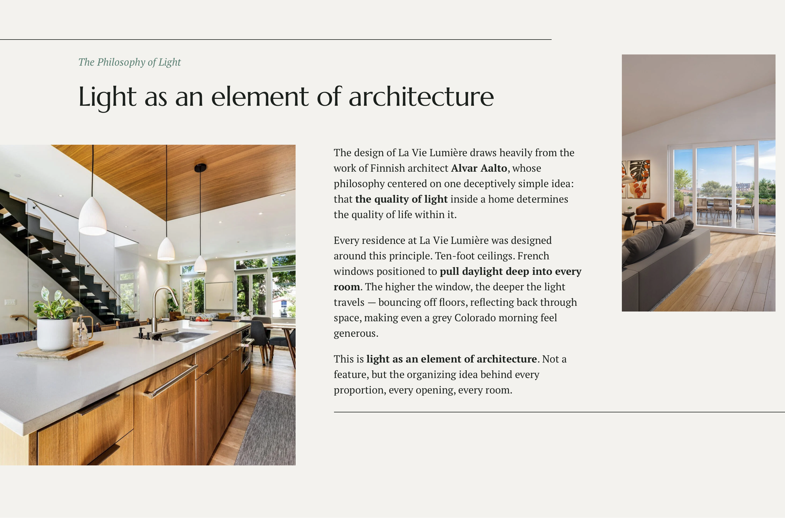 La Vie Lumiere, light as an element of architecture section