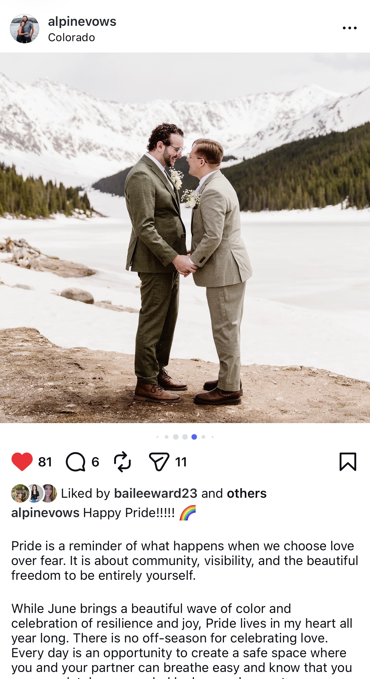 Alpine Vows Instagram post 1