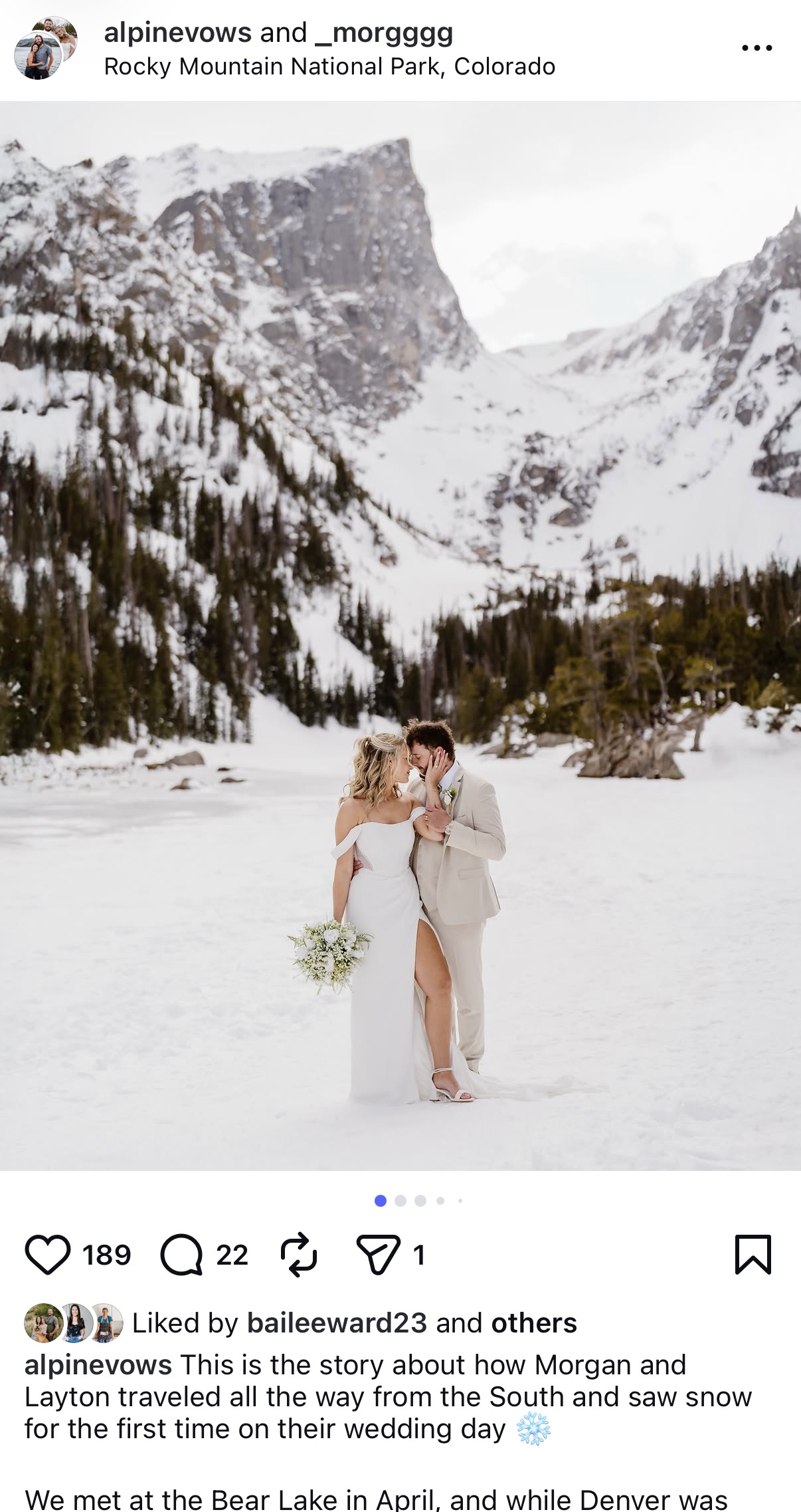 Alpine Vows Instagram post 2