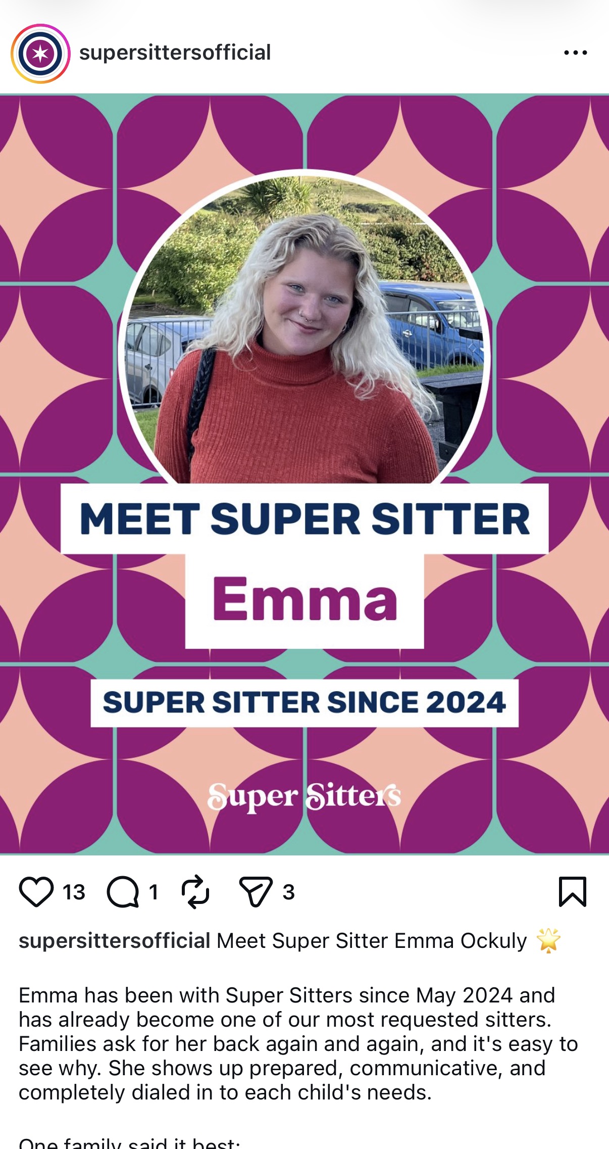 Super Sitters Instagram post 1